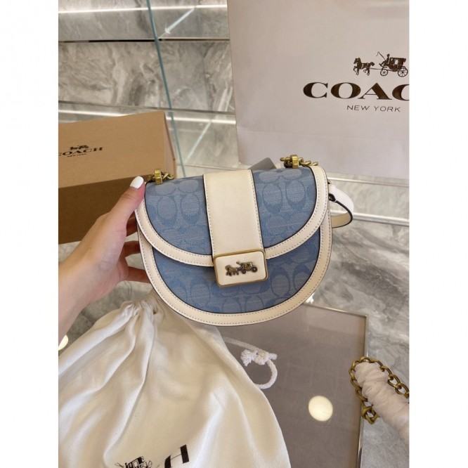 Coachコーチ・最新の女の子エイリーサドルバッグキャンバスと