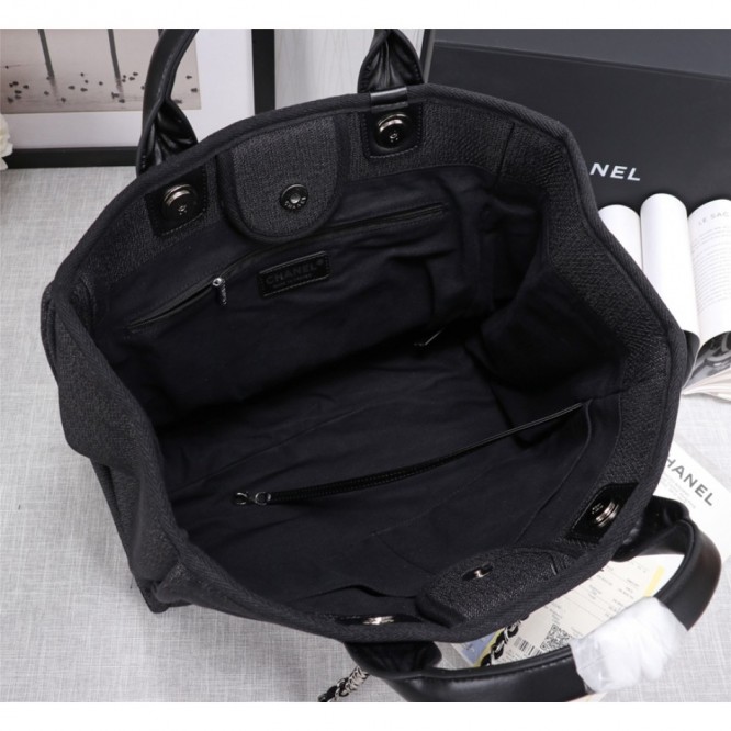 CHANELビーチキャンバスバッグキャンバストートショッピングバッグ