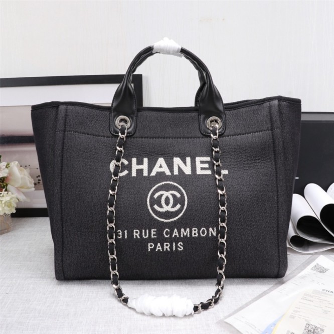 CHANELビーチキャンバスバッグキャンバストートショッピングバッグ