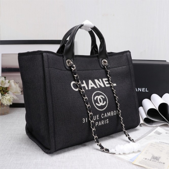CHANELビーチキャンバスバッグキャンバストートショッピングバッグ