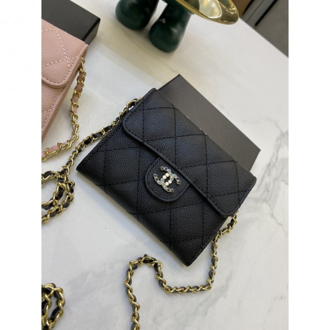 ChaneL・ウォレット 財布 小銭入り Wallet On Chain 大容量 多機能 折財布