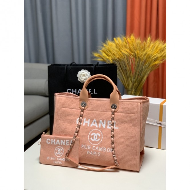 CHANELビーチキャンバスバッグキャンバストートショッピングバッグ