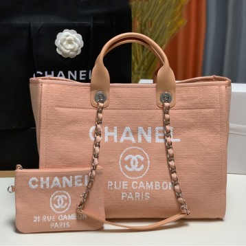 CHANELビーチキャンバスバッグキャンバストートショッピングバッグ