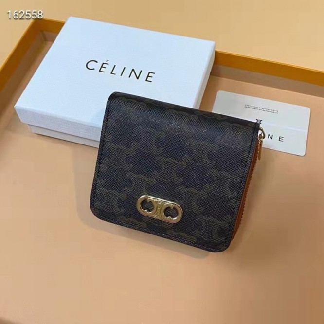 CelineTRIOMPHE人工皮革羊革名刺ケース財布