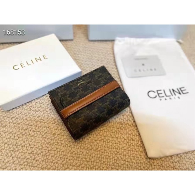 CelineTRIOMPHE人工皮革羊革名刺ケース財布