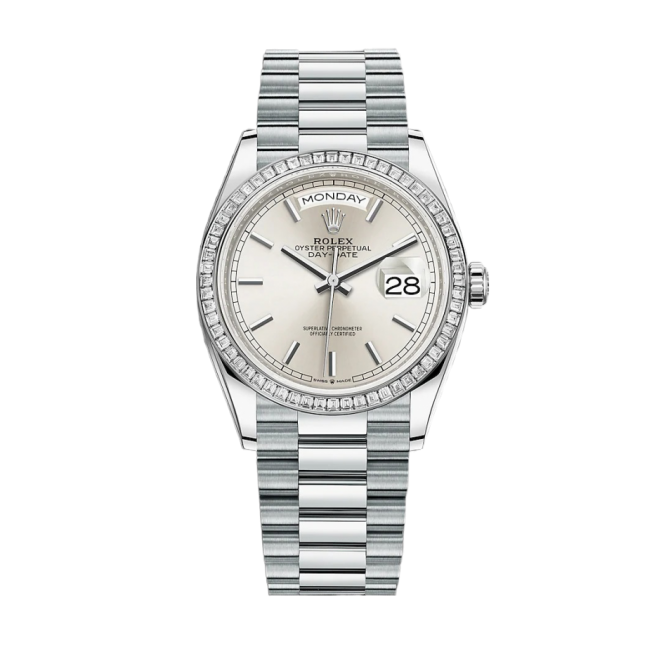 モデル オイスター、36 mm、プラチナ、ダイヤモンド128396TBR