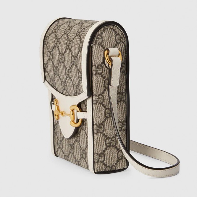 【オシャレ☆】GUCCI グッチ 〔グッチ ホースビット 1955〕ミニバッグ  GGスプリーム＆ホワイト レザー 625615 92TCG 9761