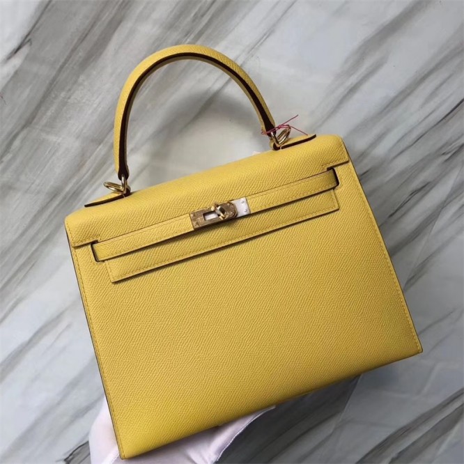 【0111更新】HERMES エルメス Kelly ケリー エプソン イエロー シルバー金具 MiniKelly ミニケリー 19cm/20cm/25cm