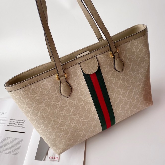 GUCCI 〉〉ウェブ ストライプ付き ミディアムトートバッグ