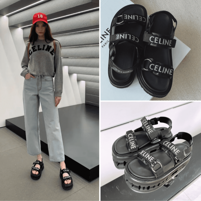 東原亜希同項【CELINE】【在庫あり即発】2022新作、大人気のロゴシリーズサンダル