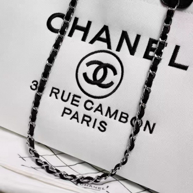 CHANELビーチキャンバスバッグキャンバストートショッピングバッグ