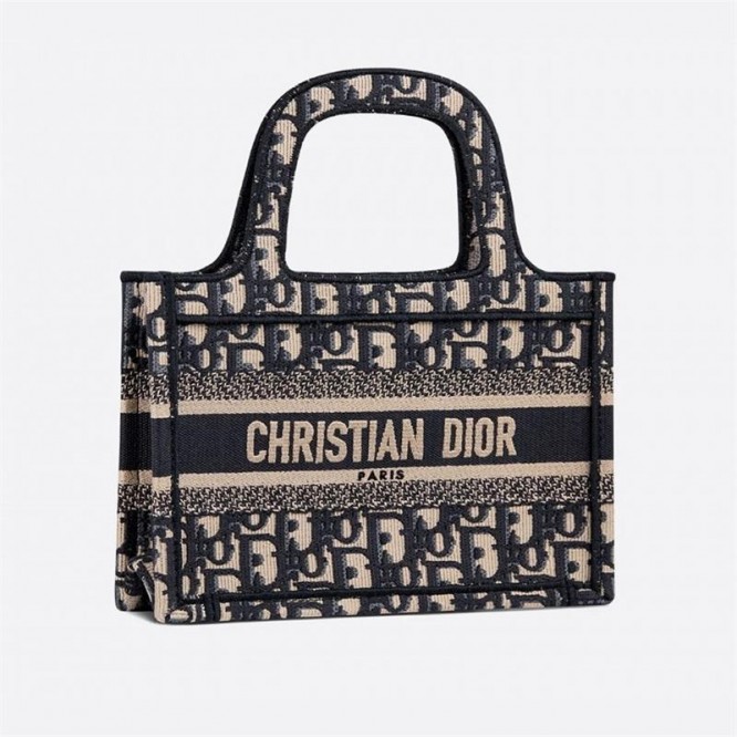 【DIOR】 ディオール オブリーク 刺繍 ブックトートミニバッグ
