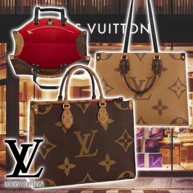 ◆Louis Vuitton◆M45495オンザゴー MM トート バッグ ブラウン