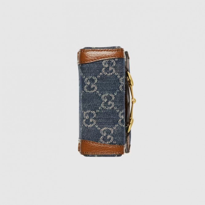 【オシャレ☆】GUCCI グッチ 〔グッチ ホースビット 1955〕ミニバッグ   ブルー＆アイボリー GGデニム ‎625615 2KQGG 8375