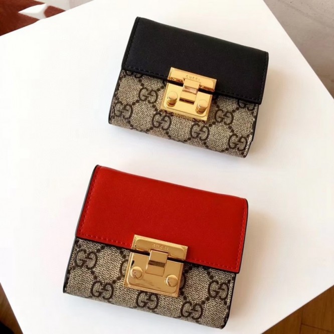 Gucci・〔GG マーモント〕レザー 三つ折りウォレット