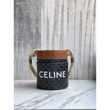 Celineバケットプリントデニムとカウレザーのバケットバッグ