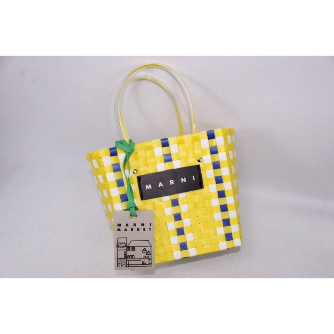 【直営購入】MARNI フラワーカフェ ピクニック バッグカゴ マルニ ハンドバッグ レディース バッグ イエロー