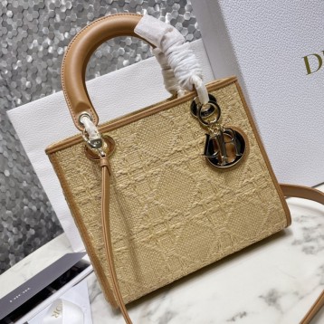【ディオール】LADY DIOR カナージュミディアム バッグM0565OMBD 【ディオール】LADY DIOR カナージュミディアム バッグM0565OMBD