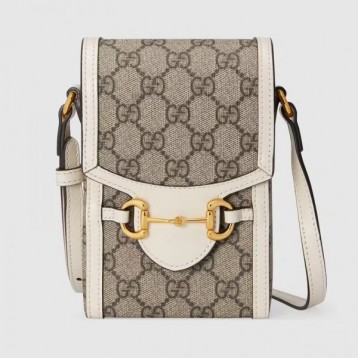 【オシャレ☆】GUCCI グッチ 〔グッチ ホースビット 1955〕ミニバッグ  GGスプリーム＆ホワイト レザー 625615 92TCG 9761
