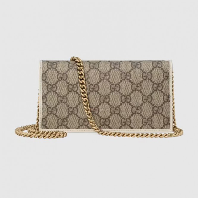 【セレブ愛用☆】GUCCI グッチ 〔グッチ ホースビット 1955〕チェーン付き ウォレット GGスプリーム/ホワイト レザー 621892 92TCG 9761