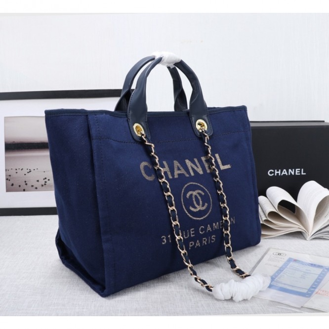 CHANELビーチキャンバスバッグキャンバストートショッピングバッグ