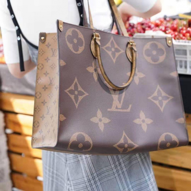 ◆Louis Vuitton◆M45495オンザゴー MM トート バッグ ブラウン