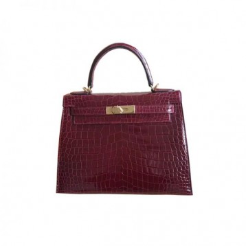 【0111更新】HERMES エルメス Kelly ケリー クロコ ワインレッド シルバー金具 MiniKelly ミニケリー 19cm/20cm/25cm/28cm