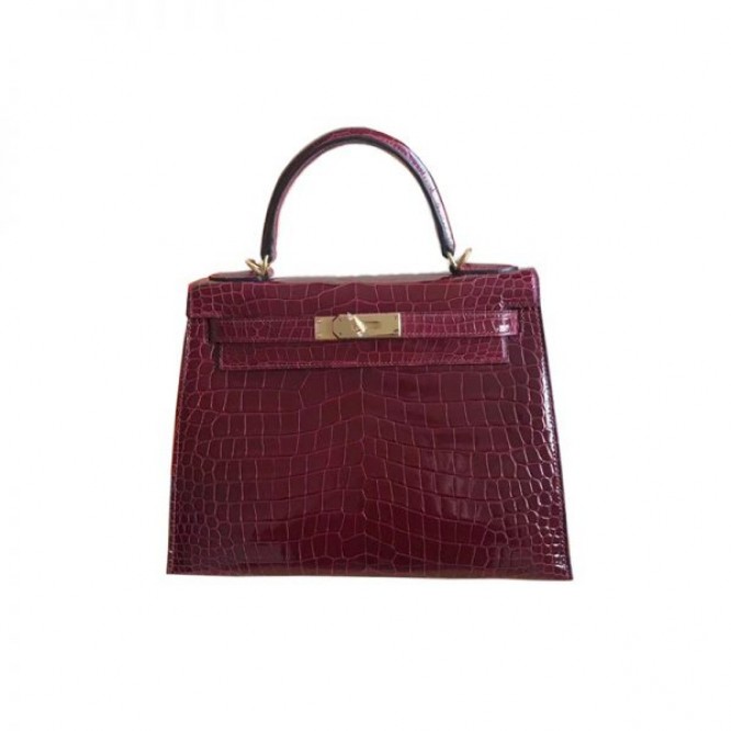 【0111更新】HERMES エルメス Kelly ケリー クロコ ワインレッド シルバー金具 MiniKelly ミニケリー 19cm/20cm/25cm/28cm