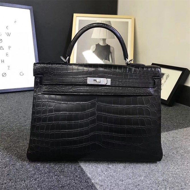 【0111更新】HERMES エルメス Kelly ケリー クロコ ブラック シルバー金具 MiniKelly ミニケリー 19cm/20cm/25cm/28cm