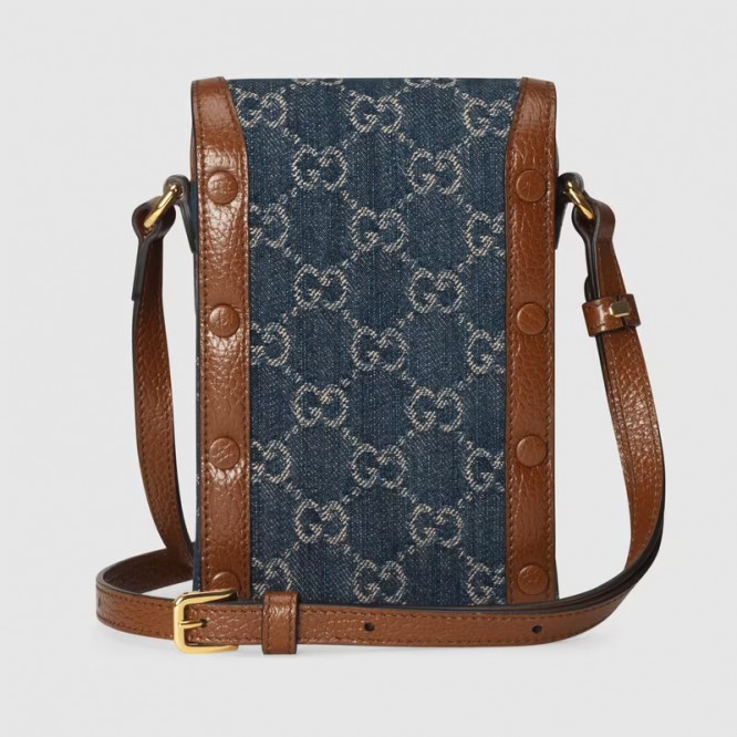 【オシャレ☆】GUCCI グッチ 〔グッチ ホースビット 1955〕ミニバッグ   ブルー＆アイボリー GGデニム ‎625615 2KQGG 8375