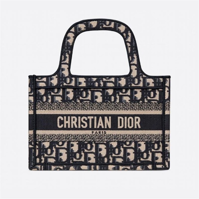 【DIOR】 ディオール オブリーク 刺繍 ブックトートミニバッグ