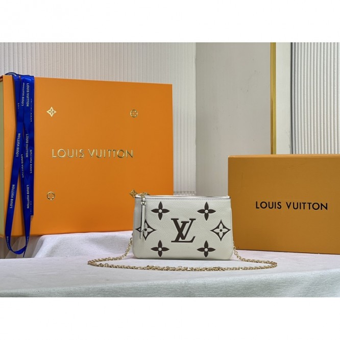 LOUIS VUITTON Monogram Empreinteポシェット ドゥーブル ジップ