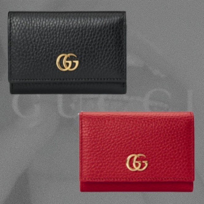Gucci・〔GG マーモント〕レザー 三つ折りウォレット財布