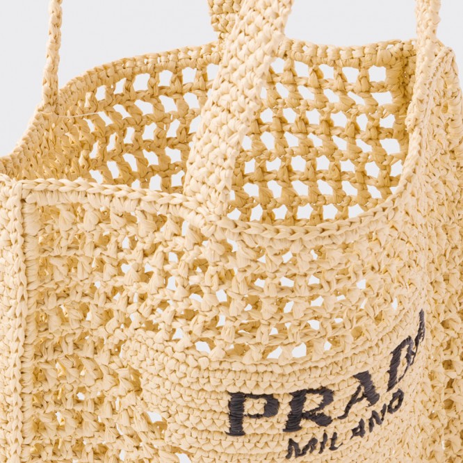 【PRADA】Raffia tote bag ロゴ ラフィア トートバッグ 2022SS新作