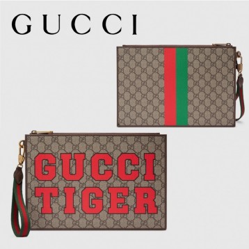 22SS GUCCI TIGER プリント GG ポーチ GGスプリーム688378-1