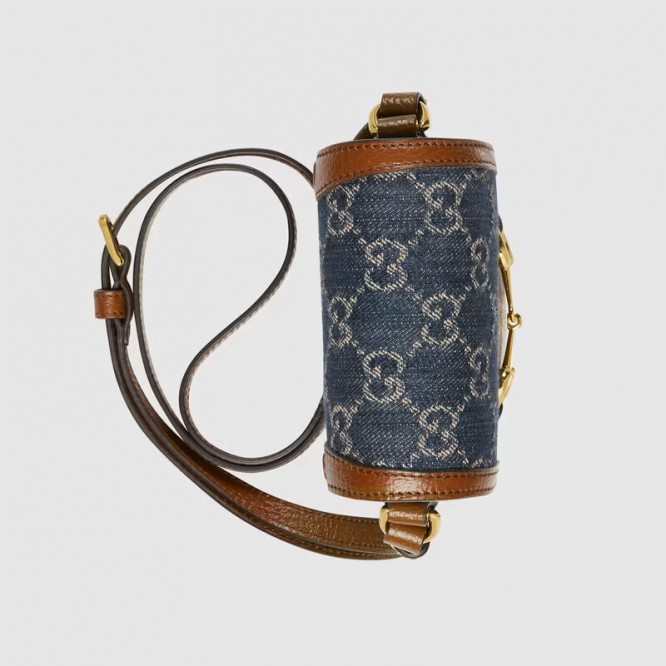 【オシャレ☆】GUCCI グッチ 〔グッチ ホースビット 1955〕ミニバッグ   ブルー＆アイボリー GGデニム ‎625615 2KQGG 8375