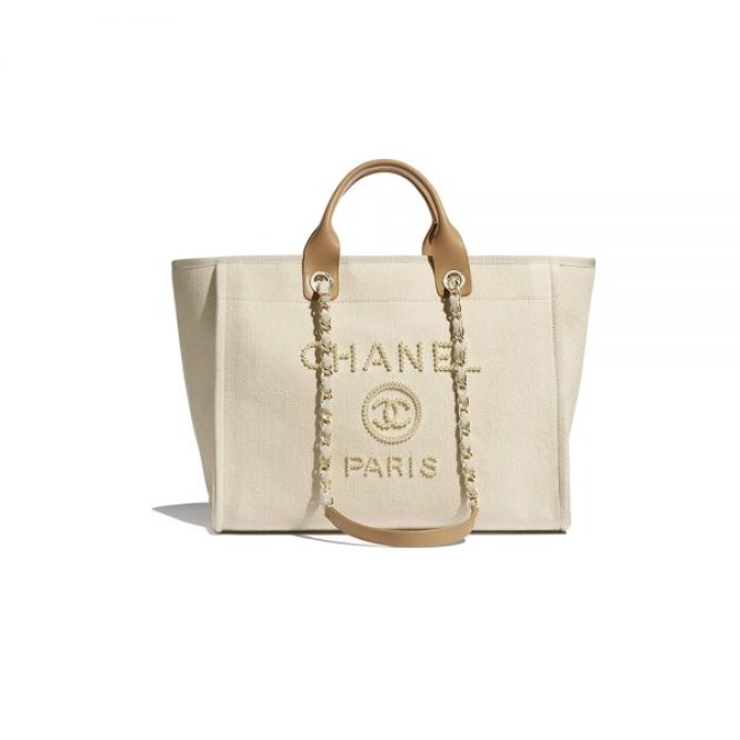 【世界中で大人気】CHANEL 20SS ドーヴィル 真珠 トート シャネル ショッピングバッグ レディース バッグ ライトゴールド A66941B02914N6202