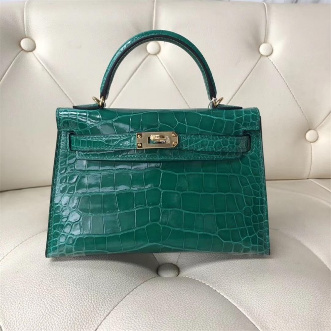 【0111更新】HERMES エルメス Kelly ケリー クロコ グリーン シルバー金具 MiniKelly ミニケリー 19cm/20cm/25cm/28cm