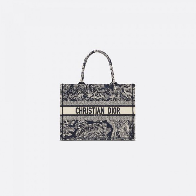 【世界中で大人気♪】Dior 2021 DIOR BOOK TOTE スモールバッグ トワル ドゥ ジュイ リバース エンブロイダリー M1296ZRGO_M928