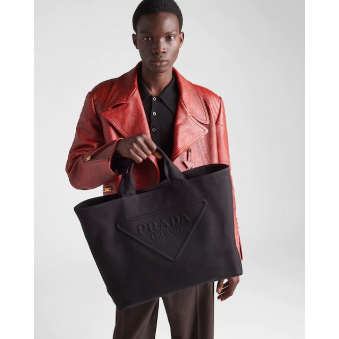 ☆大人気新作☆PRADA プラダ FROM THE RUNWAY キャンバス トートバッグ ブラック 2VG081_010_F0002_V_OLO