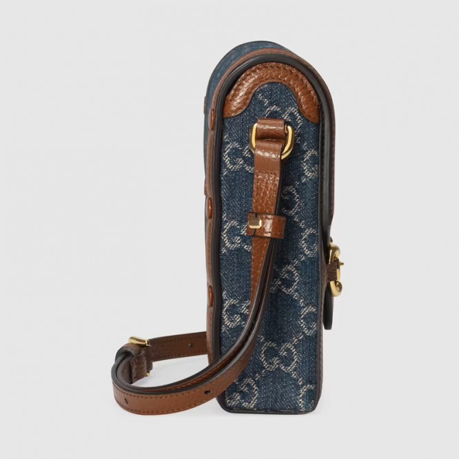 【オシャレ☆】GUCCI グッチ 〔グッチ ホースビット 1955〕ミニバッグ   ブルー＆アイボリー GGデニム ‎625615 2KQGG 8375