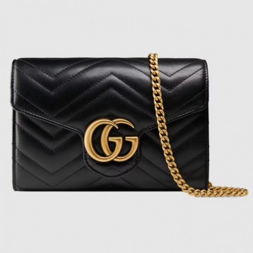 【人気アイテム☆】GUCCI グッチ 〔GGマーモント〕キルティング ミニバッグ ブラック レザー ‎474575 DTD1T 1000