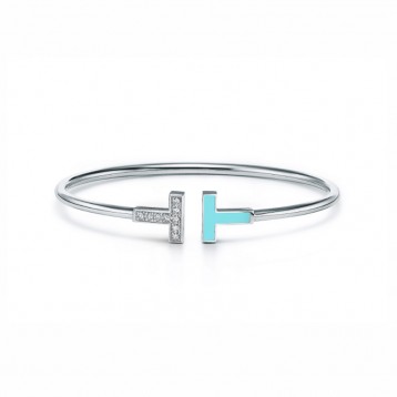 ★1126新品★Tiffany ティファニー ダイヤモンド ＆ ターコイズ ワイヤー ブレスレット 18K ホワイトゴールド GRP11110