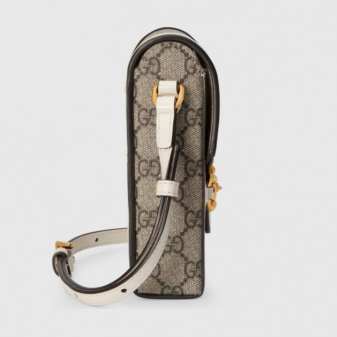 【オシャレ☆】GUCCI グッチ 〔グッチ ホースビット 1955〕ミニバッグ  GGスプリーム＆ホワイト レザー 625615 92TCG 9761