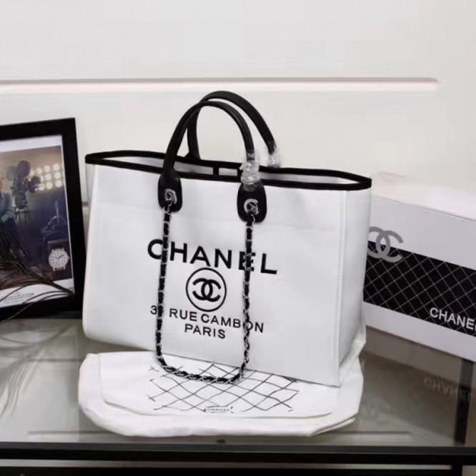 CHANELビーチキャンバスバッグキャンバストートショッピングバッグ