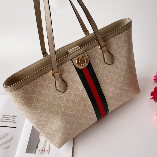 GUCCI 〉〉ウェブ ストライプ付き ミディアムトートバッグ