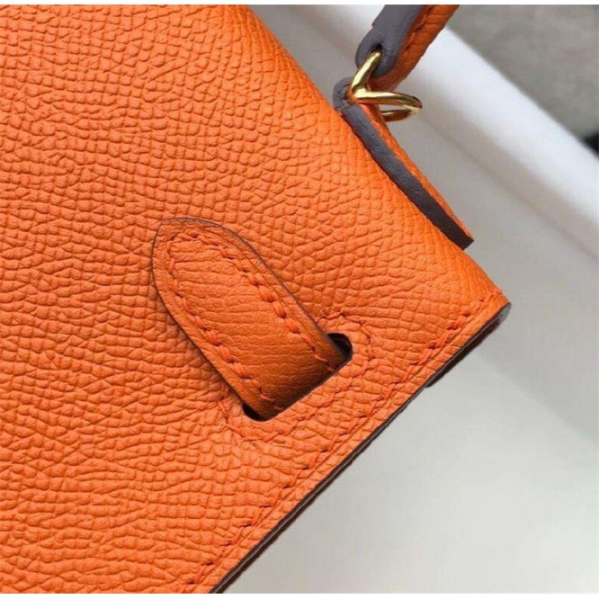 【0111更新】HERMES エルメス Kelly ケリー エプソン オレンジ シルバー金具 MiniKelly ミニケリー 19cm/20cm/25cm