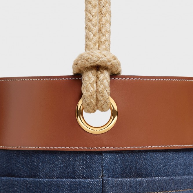 【CELINE】ロゴプリント デニム バケットバッグ