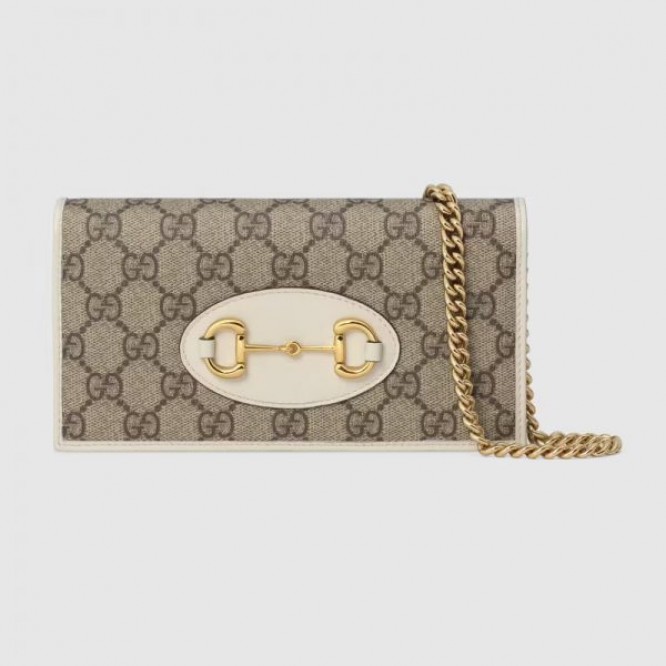 【セレブ愛用☆】GUCCI グッチ 〔グッチ ホースビット 1955〕チェーン付き ウォレット GGスプリーム/ホワイト レザー 621892 92TCG 9761 【セレブ愛用☆】GUCCI グッチ 〔グッチ ホースビット 1955〕チェーン付き ウォレット GGスプリーム/ホワイト レザー 621892 92TCG 9761