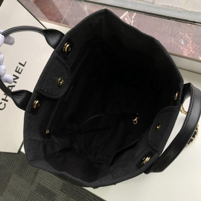CHANELビーチキャンバスバッグキャンバストートショッピングバッグ